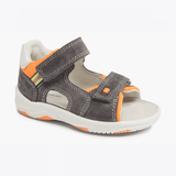 Kindersandalen Elefanten-FoxxFarel-4 in Größe 21, Neonorange/Grau, mit einem Neigungswinkel von 330 Grad.